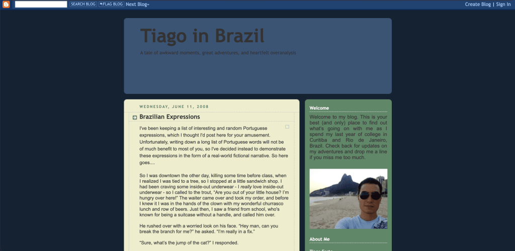 A screenshot of my first travel blog