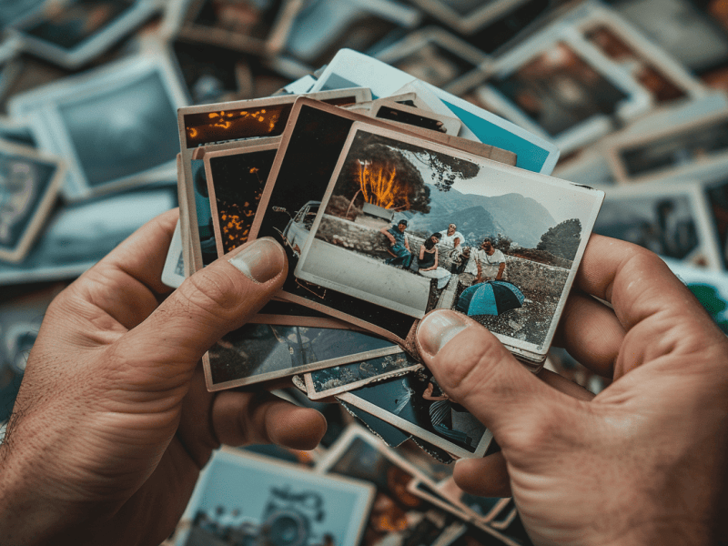 Hands holding photos